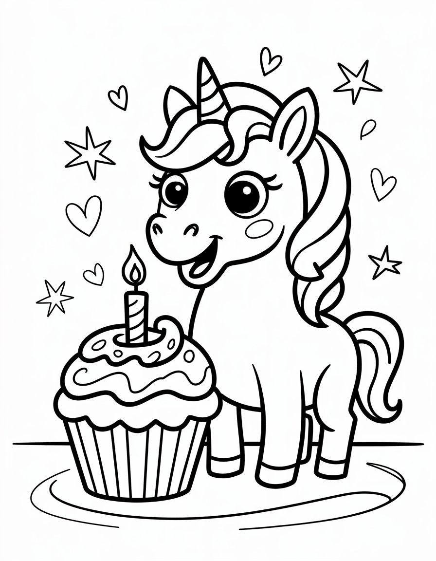 Unicorn with Cupcake